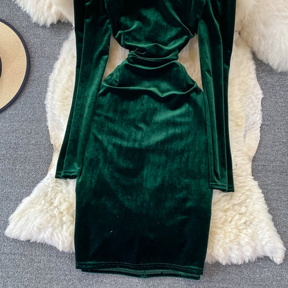 Cute Velvet Long Sleeve Dress Fashion Dress RF0119