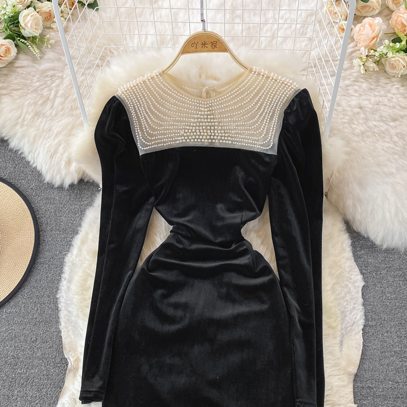 Cute Velvet Long Sleeve Dress Fashion Dress RF0119