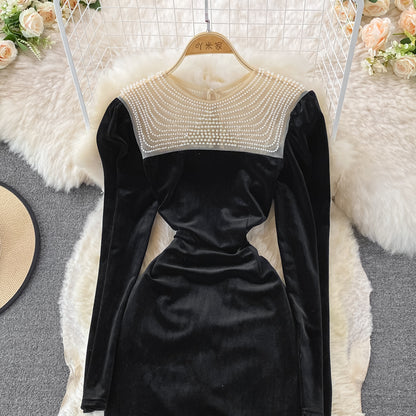 Cute Velvet Long Sleeve Dress Fashion Dress RF0119