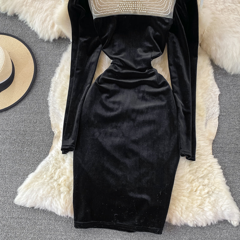 Cute Velvet Long Sleeve Dress Fashion Dress RF0119
