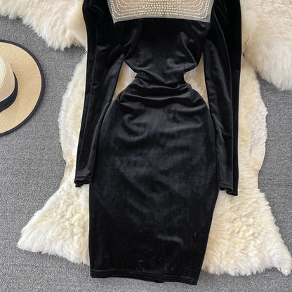 Cute Velvet Long Sleeve Dress Fashion Dress RF0119