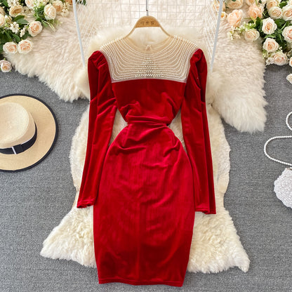 Cute Velvet Long Sleeve Dress Fashion Dress RF0119