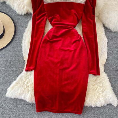 Cute Velvet Long Sleeve Dress Fashion Dress RF0119