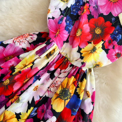 Sweet Flower Pattern Short Dress A Line Fashion Dress RF0118