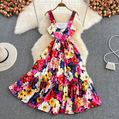 Sweet Flower Pattern Short Dress A Line Fashion Dress RF0118