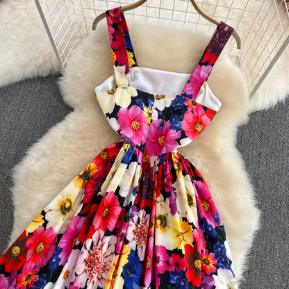 Sweet Flower Pattern Short Dress A Line Fashion Dress RF0118