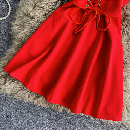 A Line Lace Up Dress Fashion Dress RF0116