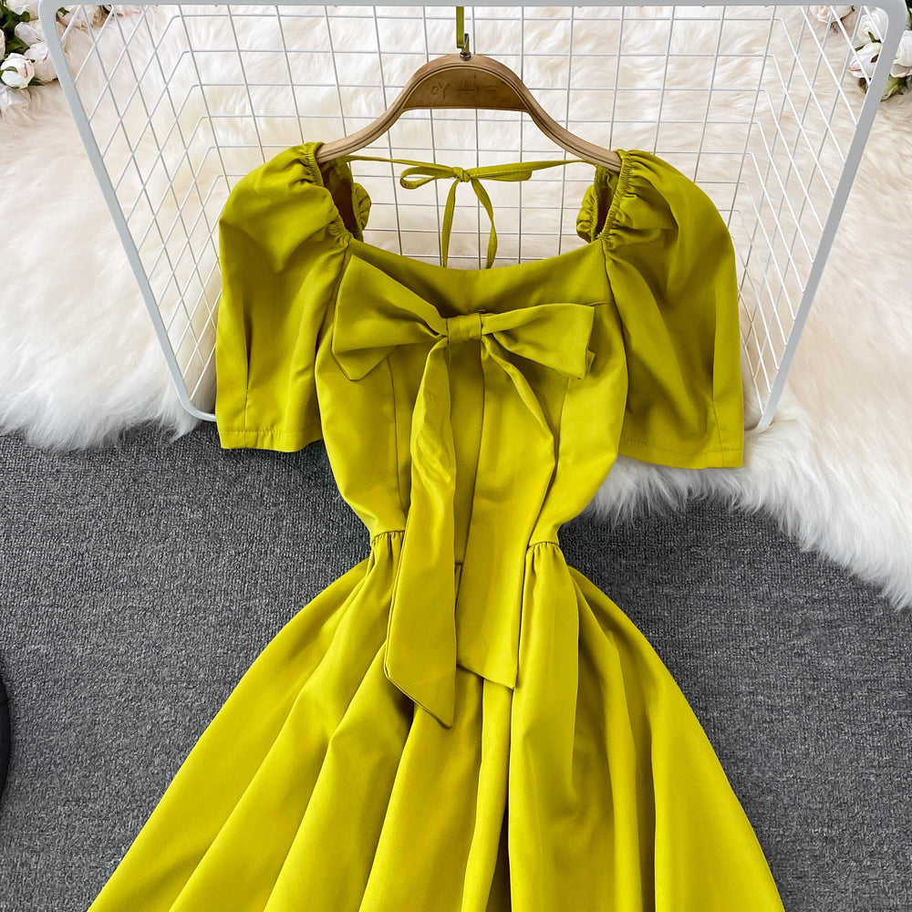 Cute Bow A Line Short Dress RF0114