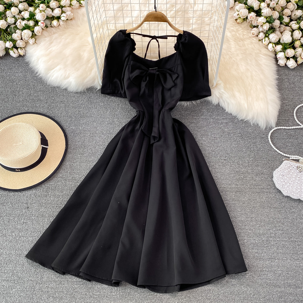 Cute Bow A Line Short Dress RF0114