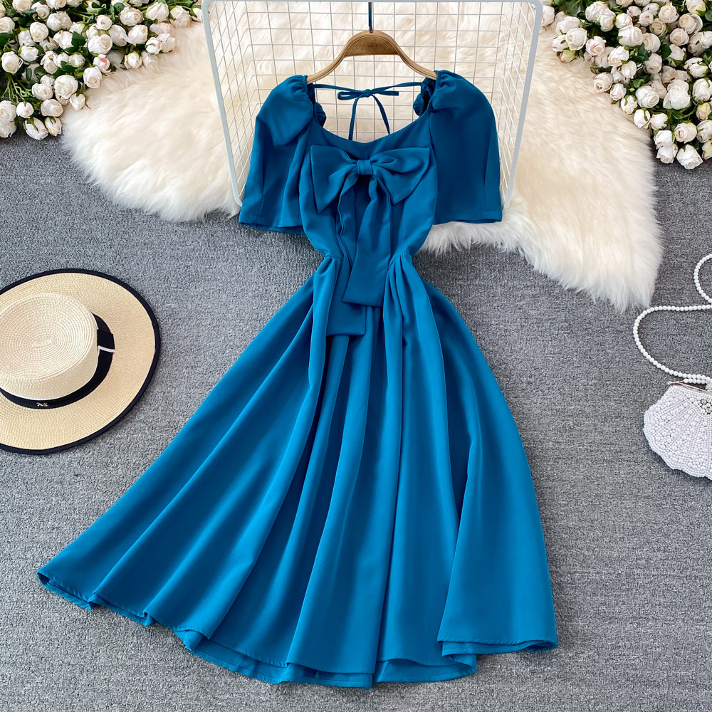 Cute Bow A Line Short Dress RF0114