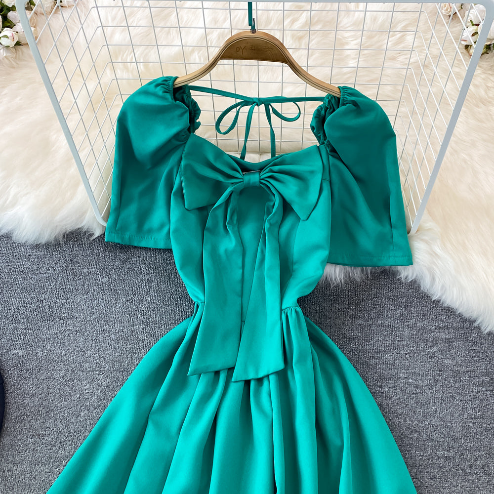 Cute Bow A Line Short Dress RF0114