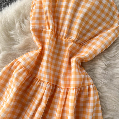 Sweet Plaid One-shoulder Dress A Line Fashion Dresses RF0111