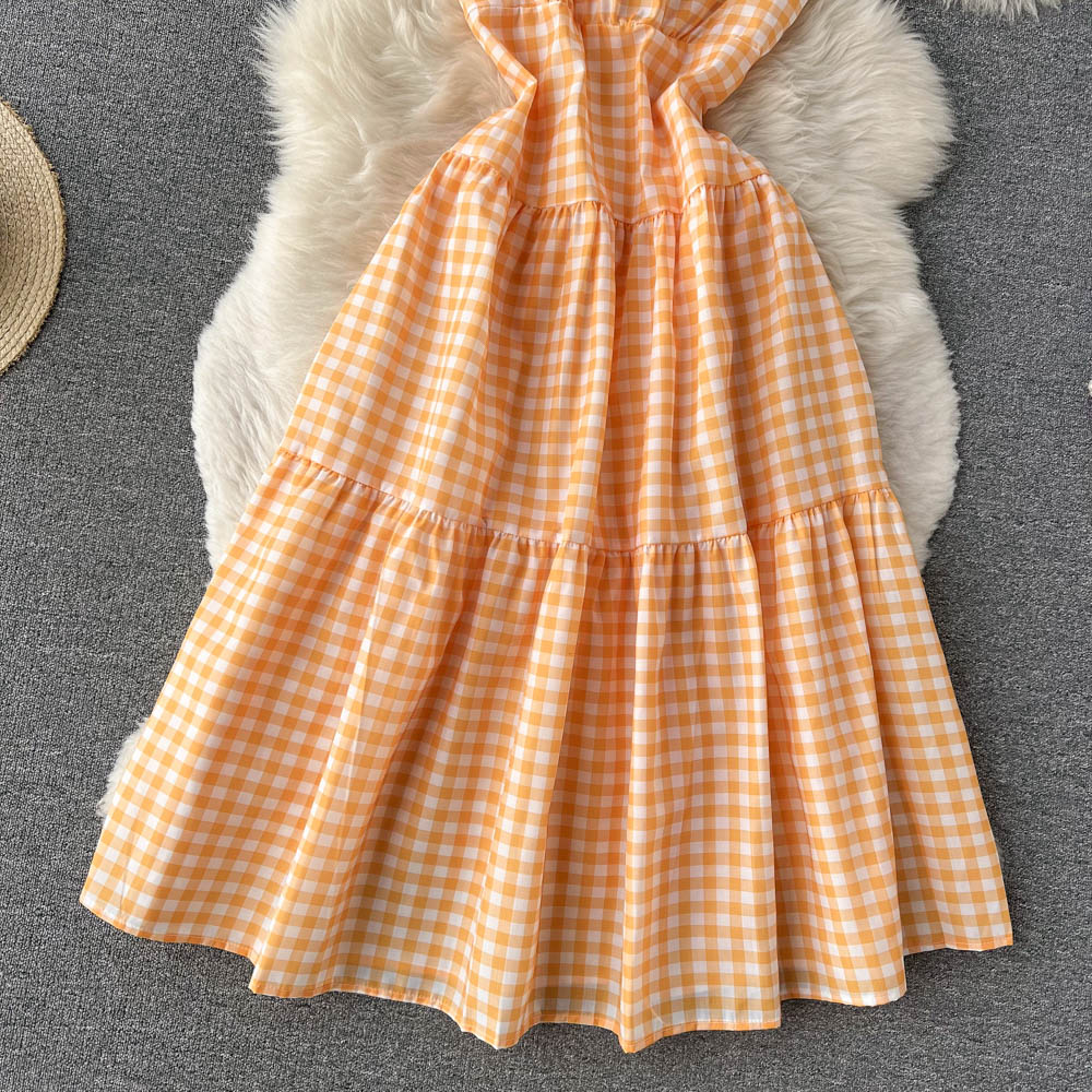Sweet Plaid One-shoulder Dress A Line Fashion Dresses RF0111