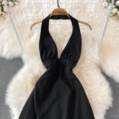 Black A Line Short Dress Backless Party Dress RF0110