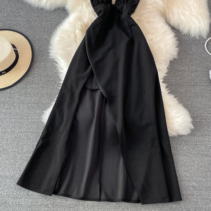 Black A Line Short Dress Backless Party Dress RF0110
