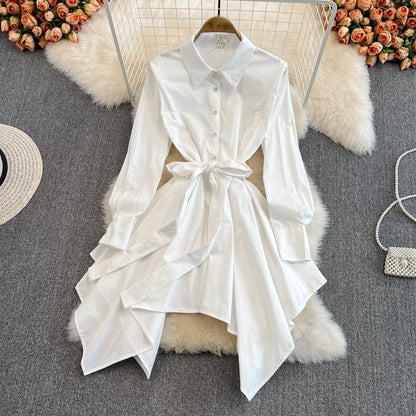 Fashion Irregular Long Sleeve Shirt Dress RF0109