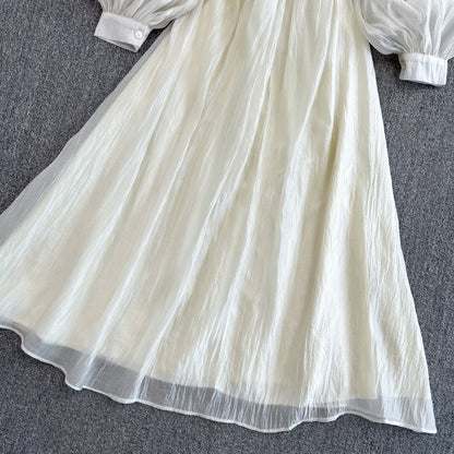 Champagne V Neck Long Sleeve Dress A Line Fashion Dress RF0108