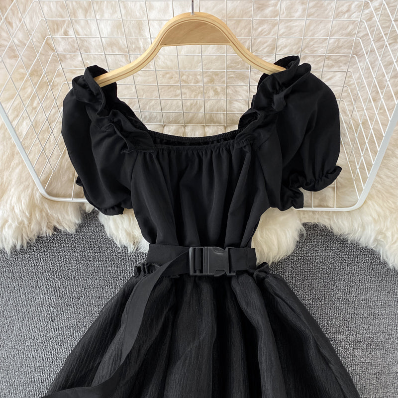 A Line High Low Dress White Fashion Dress Black A Line Dress RF0106