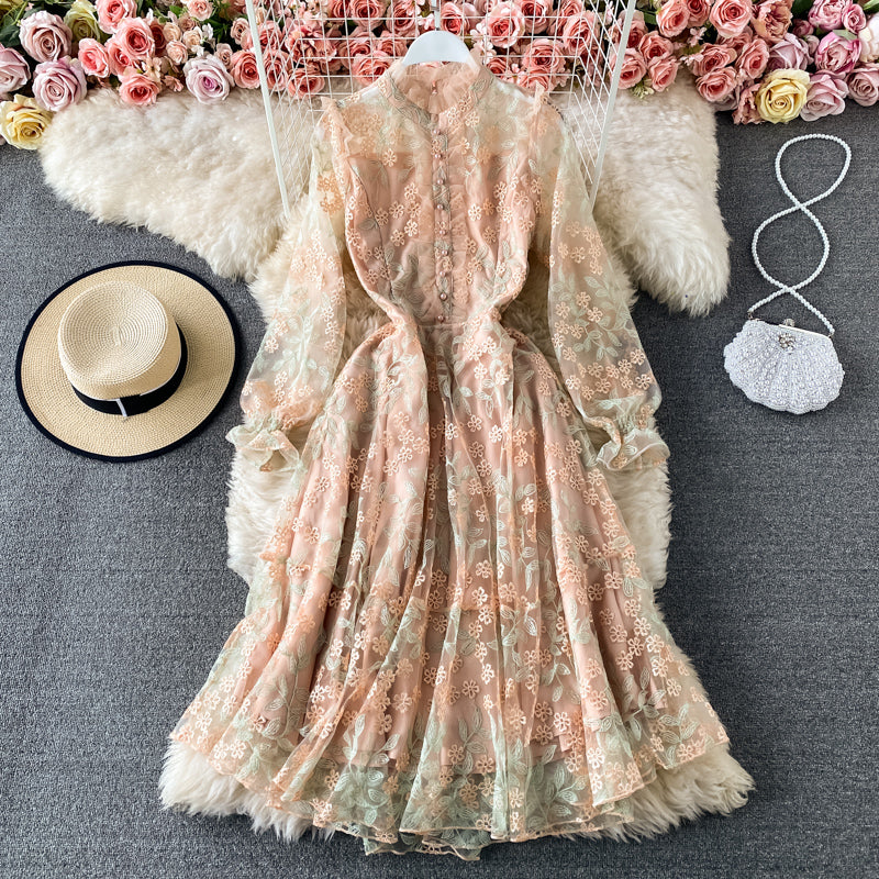 Cute Tulle Lace Long Sleeve Dress Fashion Dress RF0104