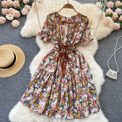 Cute Floral Short Dress A Line Fashion Dress RF0103