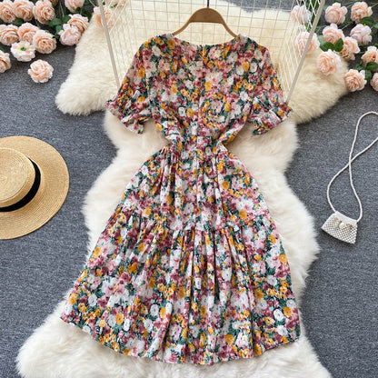 Cute Floral Short Dress A Line Fashion Dress RF0103