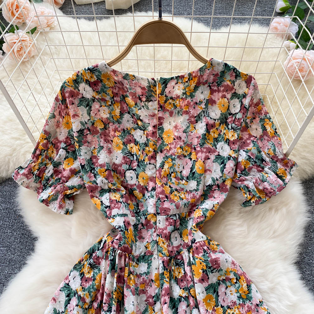 Cute Floral Short Dress A Line Fashion Dress RF0103