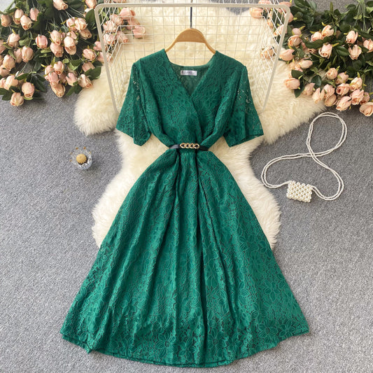 Cute V Neck Lace Short Dress A Line Fashion Dress RF0102