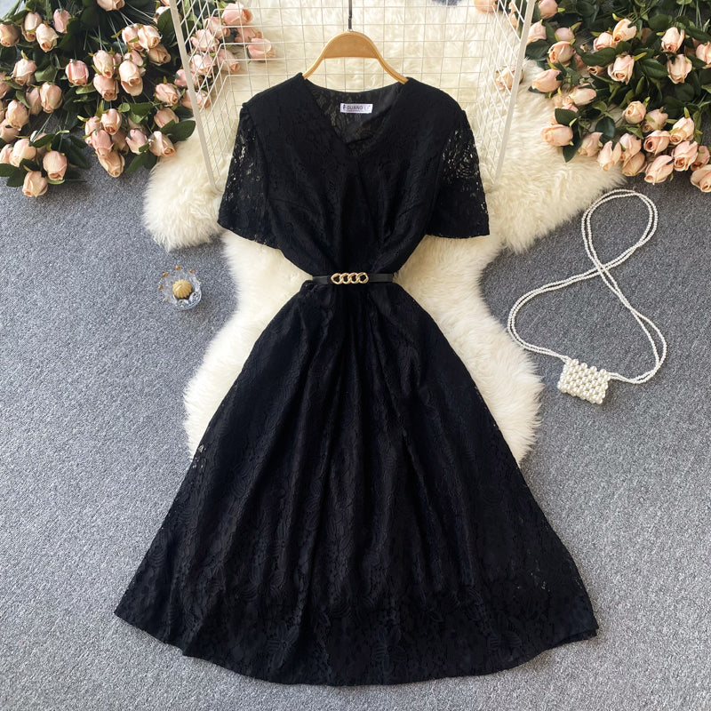Cute V Neck Lace Short Dress A Line Fashion Dress RF0102