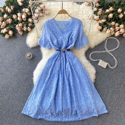 Cute V Neck Lace Short Dress A Line Fashion Dress RF0102