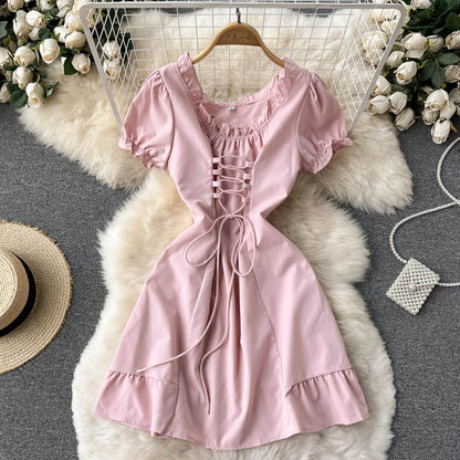 Cute A Line Lace Up Dress Fashion Girl Dress RF0101