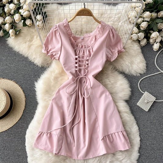 Cute A Line Lace Up Dress Fashion Girl Dress RF0101