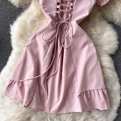 Cute A Line Lace Up Dress Fashion Girl Dress RF0101