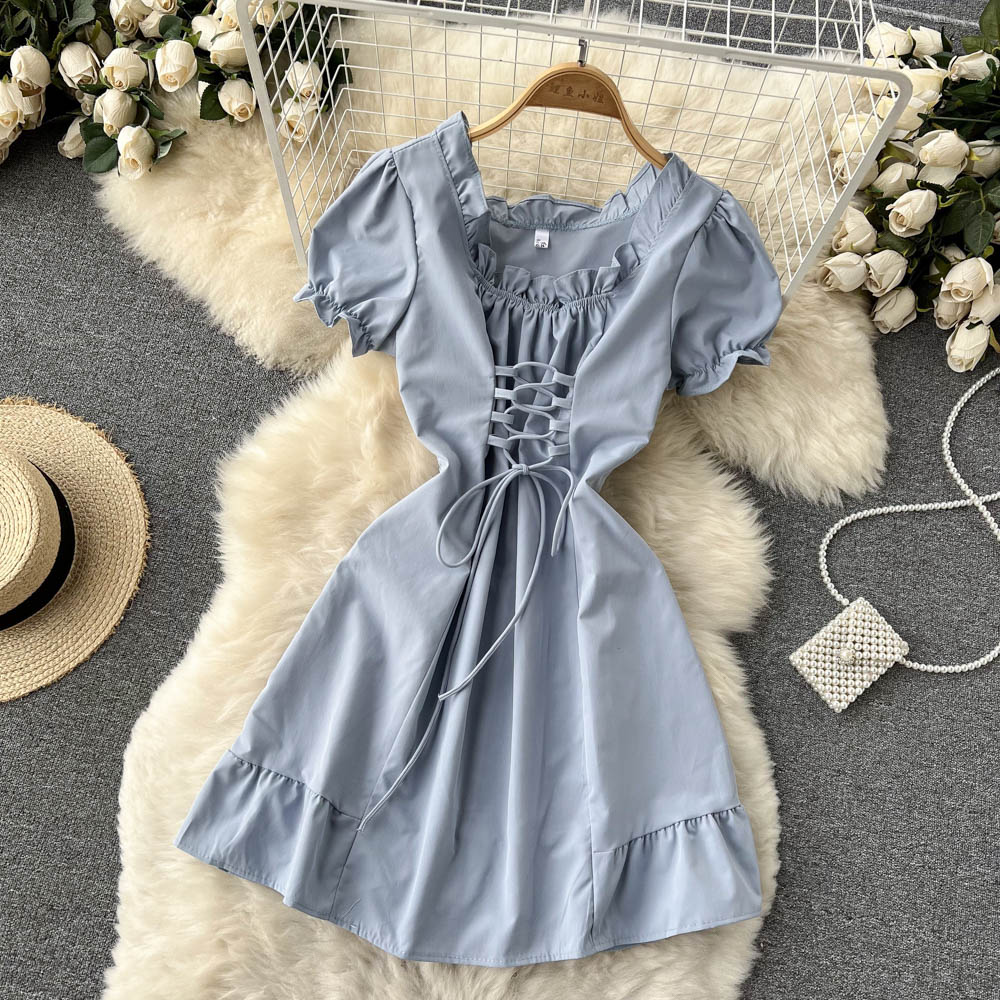 Cute A Line Lace Up Dress Fashion Girl Dress RF0101