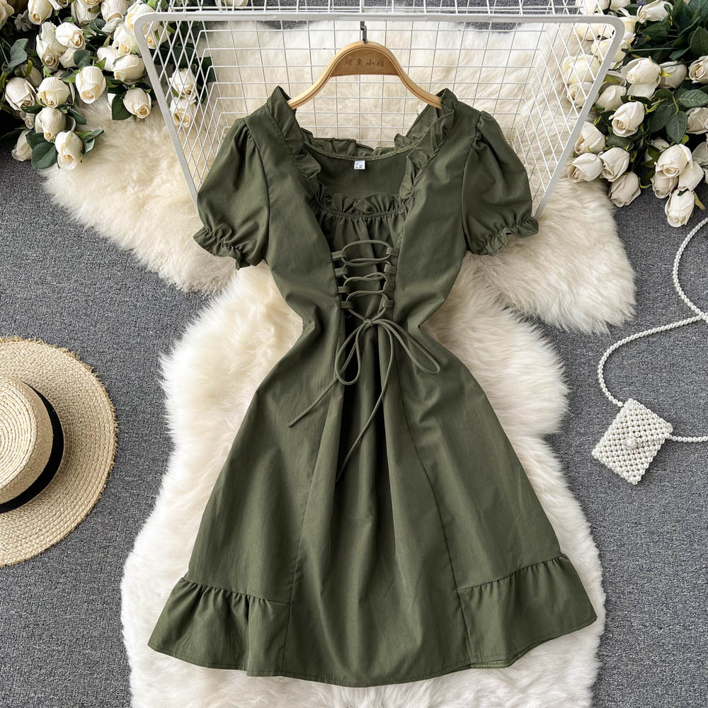 Cute A Line Lace Up Dress Fashion Girl Dress RF0101