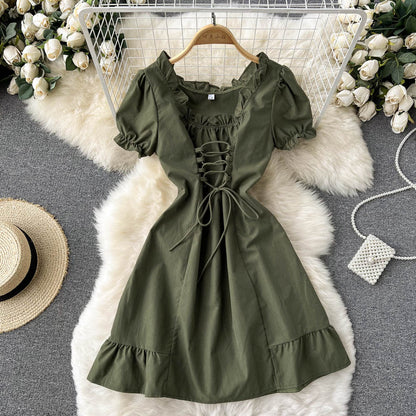 Cute A Line Lace Up Dress Fashion Girl Dress RF0101