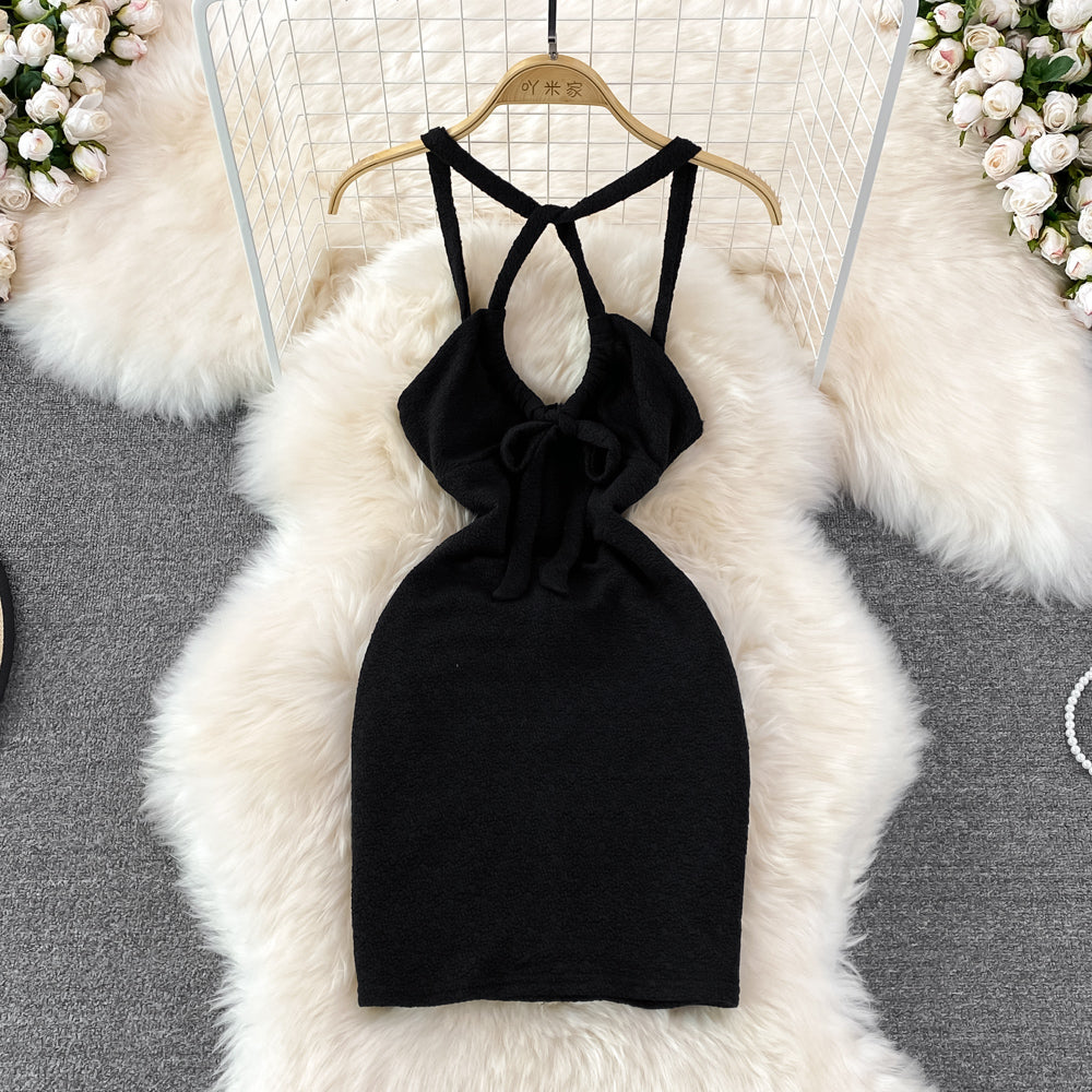 Sexy Lace-up Halterneck Dress RF0097