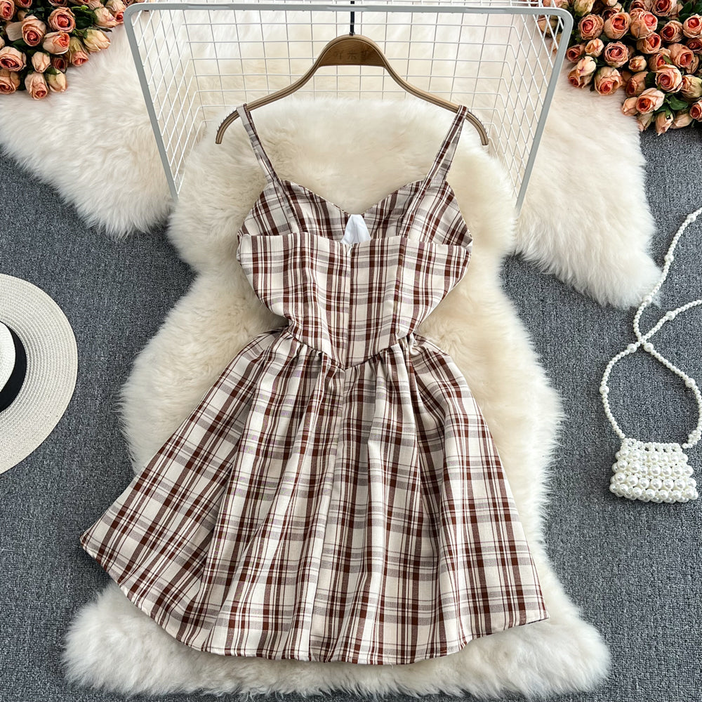 Cute A Line Plaid Dress Fashion Girl Dress RF0096