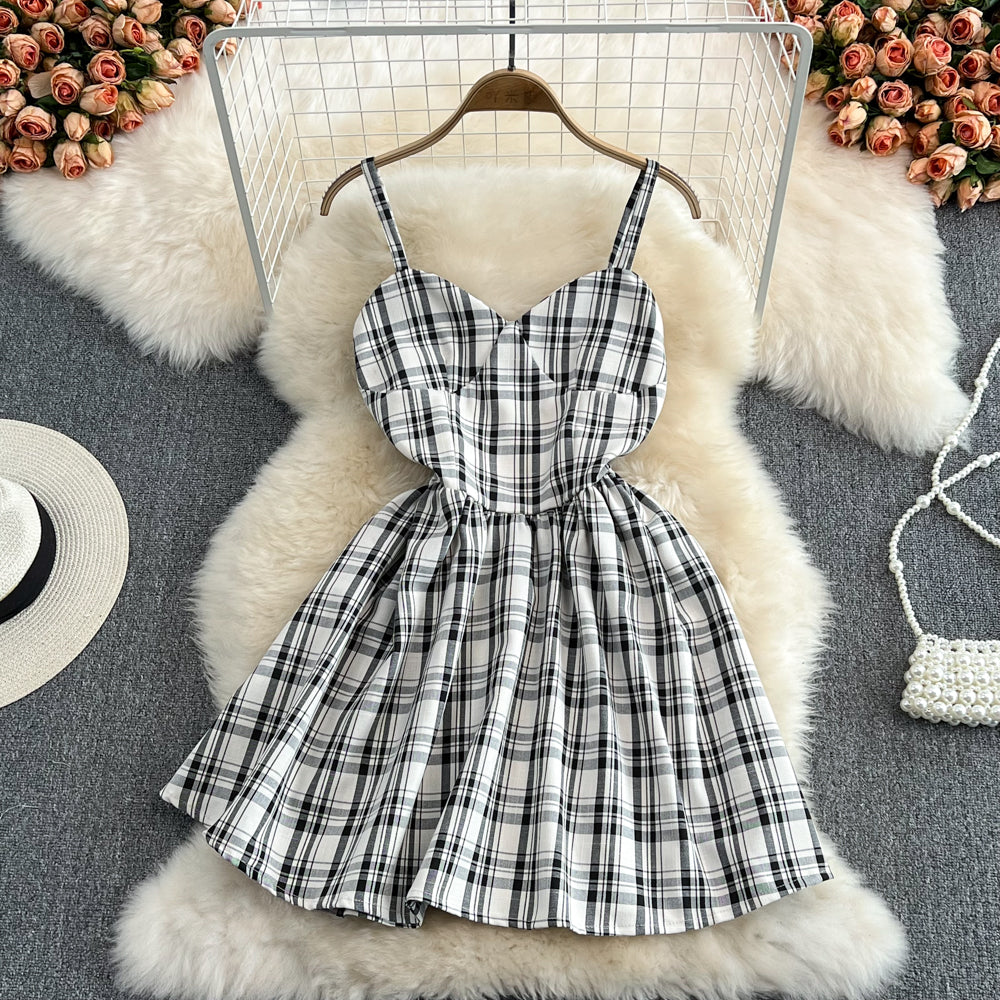Cute A Line Plaid Dress Fashion Girl Dress RF0096