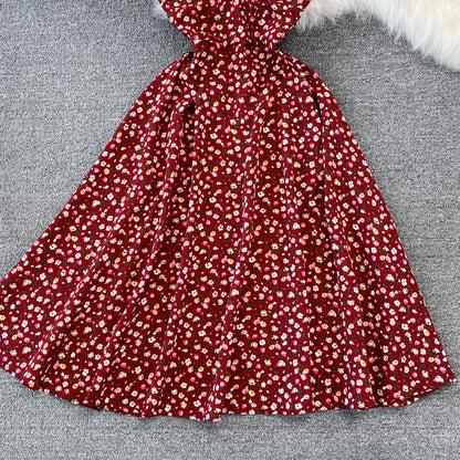 Cute A Line Floral Dress A Line Short Dress RF0091