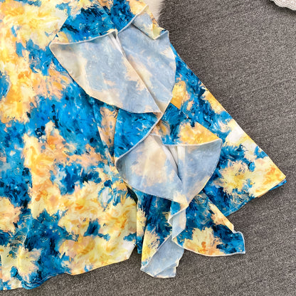 Blue A Line Dress Fashion Girl Dress RF0085