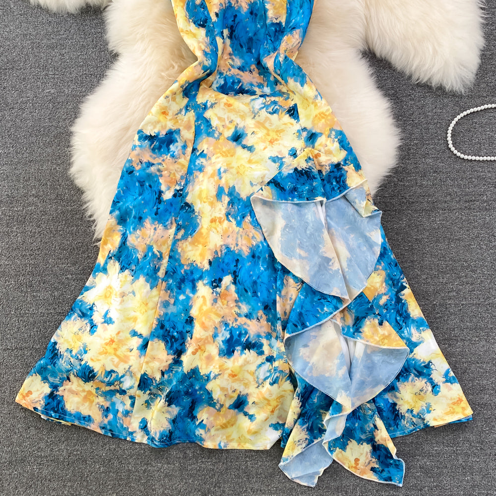 Blue A Line Dress Fashion Girl Dress RF0085
