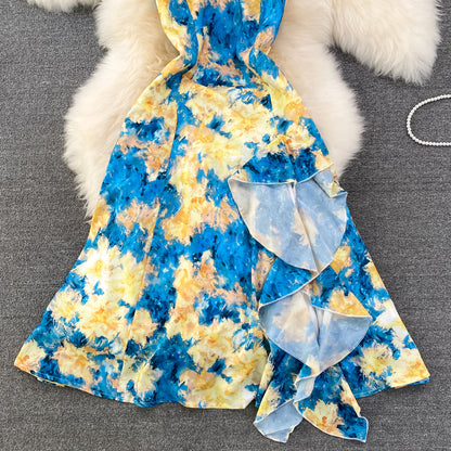 Blue A Line Dress Fashion Girl Dress RF0085