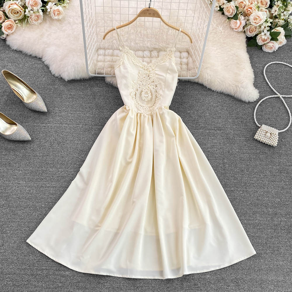 Champagne Lace Short A Line Dress Fashion Dress RF0084