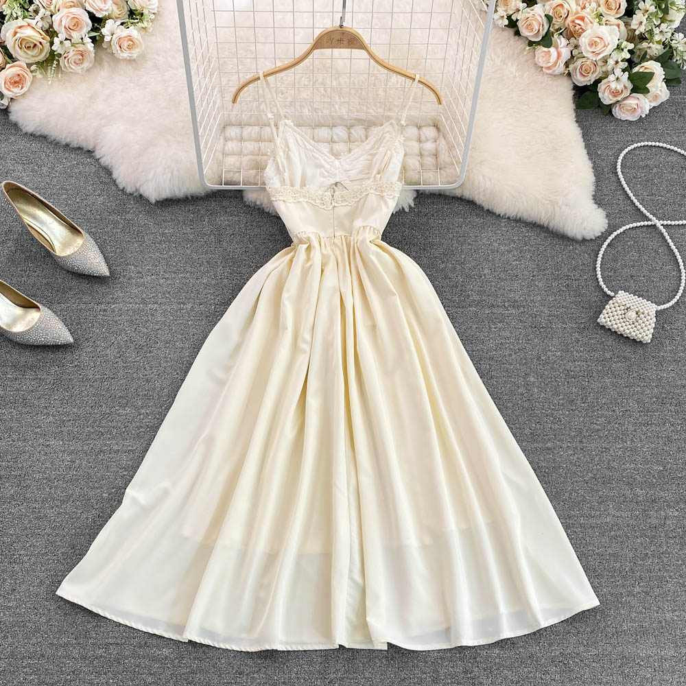 Champagne Lace Short A Line Dress Fashion Dress RF0084