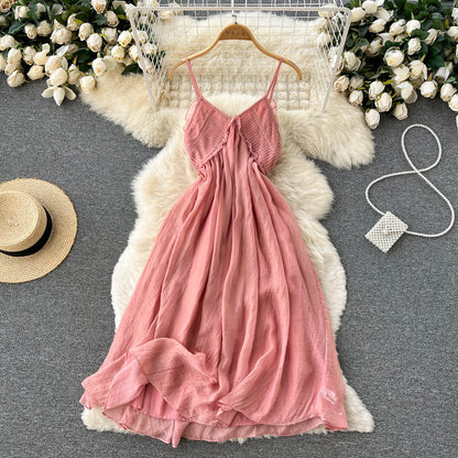 Pink V Neck Short Dress A Line Fashion Dress RF0075