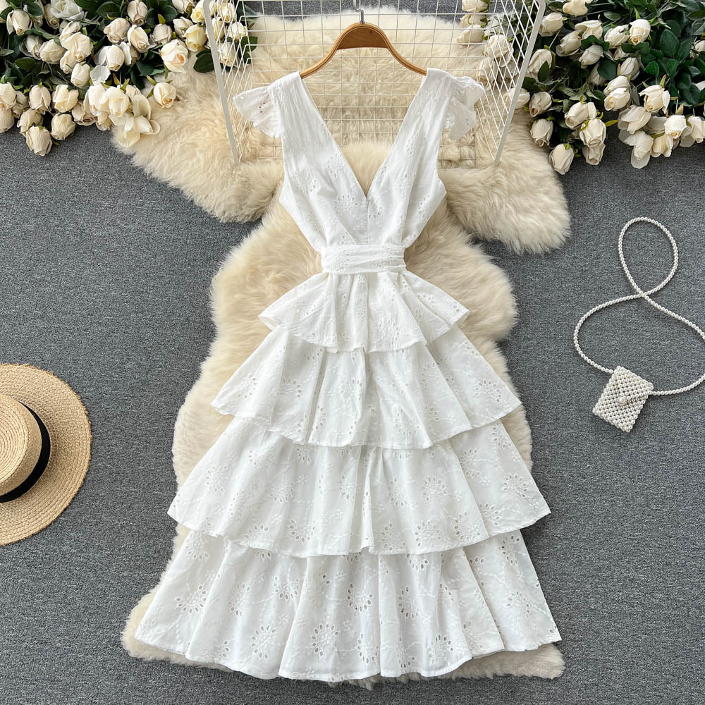 White A Line Short Dress Fashion Girl Dress RF0067
