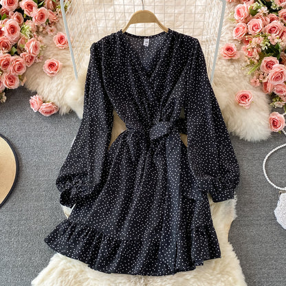 Simple V Neck Long Sleeve Dress Fahsion Dress RF0063