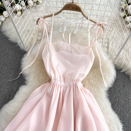 Pink Tulle Short Backless Dress Fashion Girl Dress RF0059