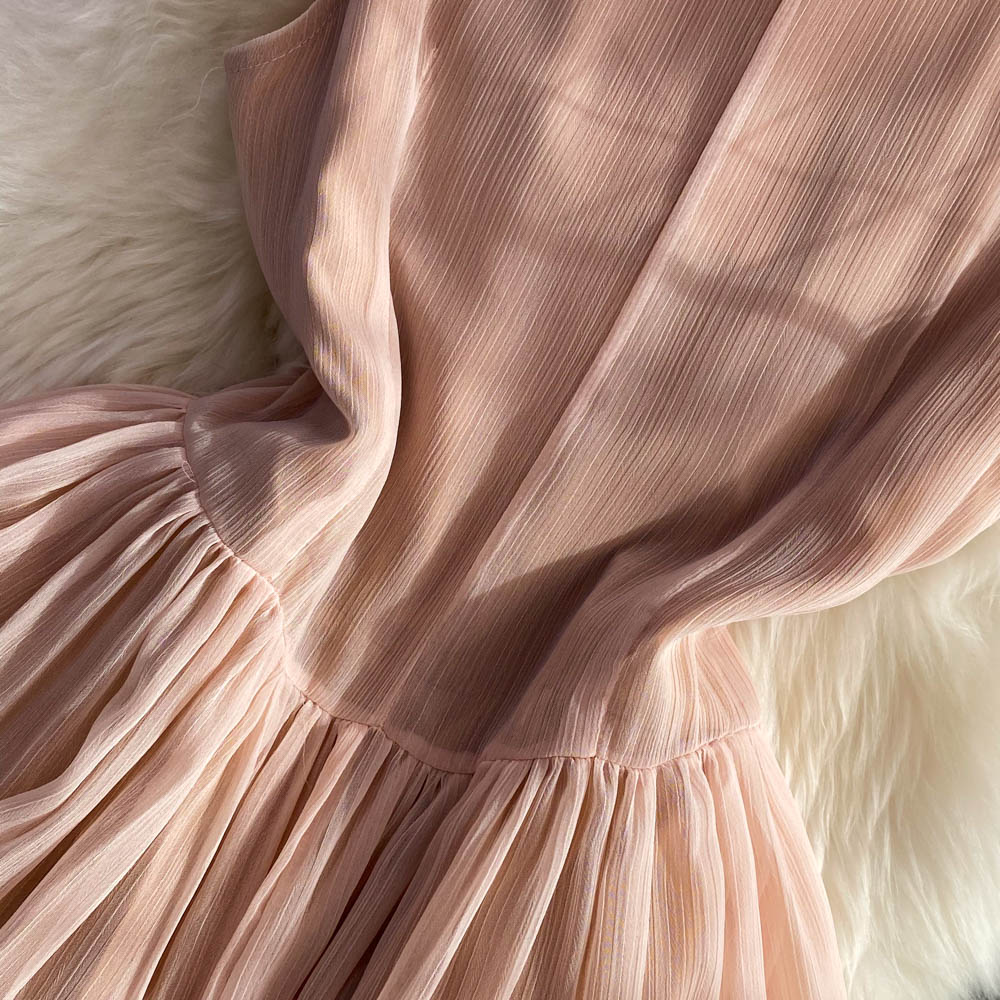 Pink V Neck Tulle Short Dress Fashion Dress RF0058