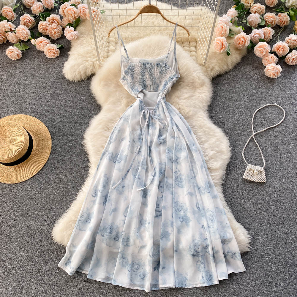 Cute Chiffon Floral Dress A Line Fashion Dress RF0057